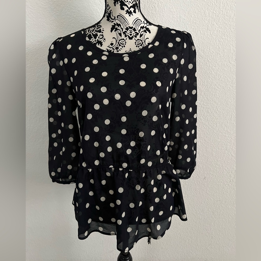 Elegant Black and White Polka Dot Blouse